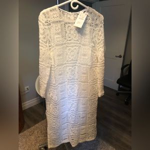 Zara never worn - white lace long dress - XL but fits like size 10-12